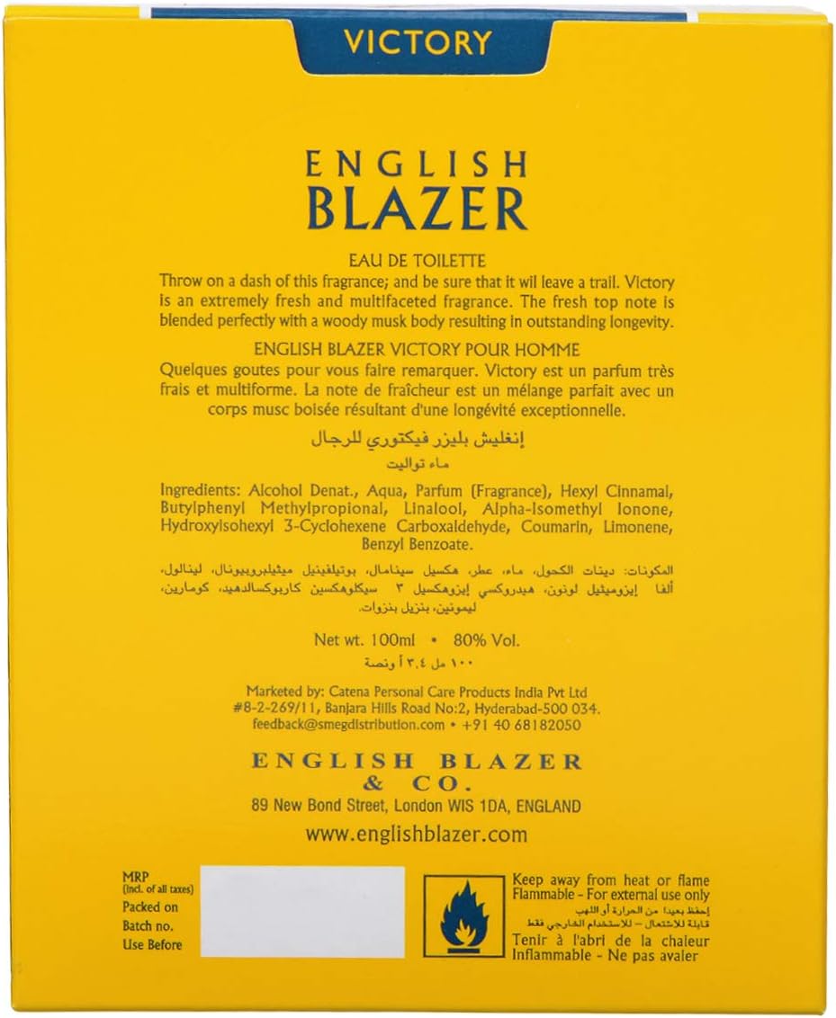 English Blazer Victory Eau De Toilette for Men - 100ML - Al Kabayel Discount CentreEnglish Blazer Victory Eau De Toilette for Men - 100MLFragrancesENGLISH BLAZERAl Kabayel Discount Centre