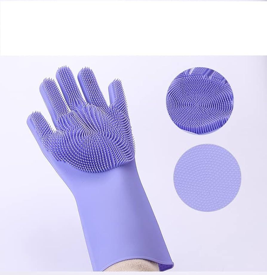 Enjoy Life 1 Pair Silicone Cleaning Gloves, Kitchen Gloves, Waterproof Dish Wash Scrubbing Gloves with Bristles, Purple - Al Kabayel Discount CentreEnjoy Life 1 Pair Silicone Cleaning Gloves, Kitchen Gloves, Waterproof Dish Wash Scrubbing Gloves with Bristles, PurpleCleaning SuppliesENJOY LIFEAl Kabayel Discount Centre