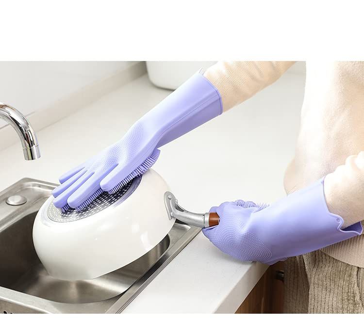 Enjoy Life 1 Pair Silicone Cleaning Gloves, Kitchen Gloves, Waterproof Dish Wash Scrubbing Gloves with Bristles, Purple - Al Kabayel Discount CentreEnjoy Life 1 Pair Silicone Cleaning Gloves, Kitchen Gloves, Waterproof Dish Wash Scrubbing Gloves with Bristles, PurpleCleaning SuppliesENJOY LIFEAl Kabayel Discount Centre