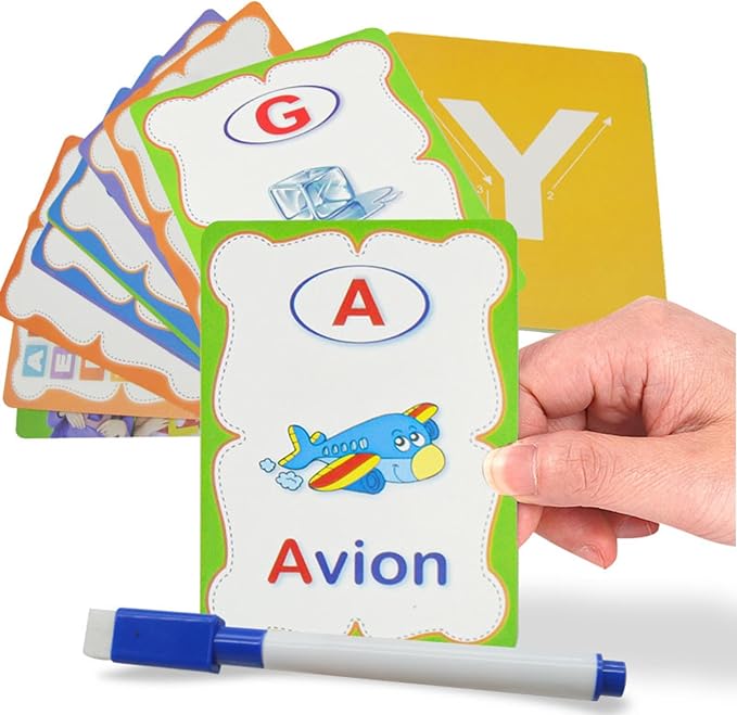 Erasable French Alphabet flashcards. - Write and Wipe Laminated ABCD Letter Tracing Practice Card for Kindergarten (26 Flashcards with Marker) (French Version) - Al Kabayel Discount CentreErasable French Alphabet flashcards. - Write and Wipe Laminated ABCD Letter Tracing Practice Card for Kindergarten (26 Flashcards with Marker) (French Version)Notebooks & Writing PadsAKDCAl Kabayel Discount Centre