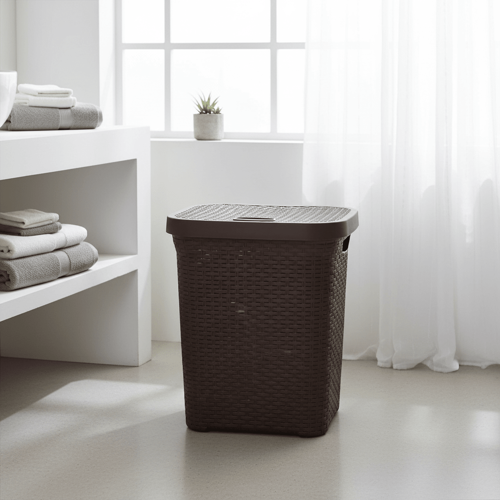 Esqube Delta Plastic Laundry Basket with Lid - 55 × 45 × 33 cm - Dark Brown / Grey / Black - Al Kabayel Discount CentreEsqube Delta Plastic Laundry Basket with Lid - 55 × 45 × 33 cm - Dark Brown / Grey / BlackOrganizers & AccessoriesESQUBEAl Kabayel Discount Centre