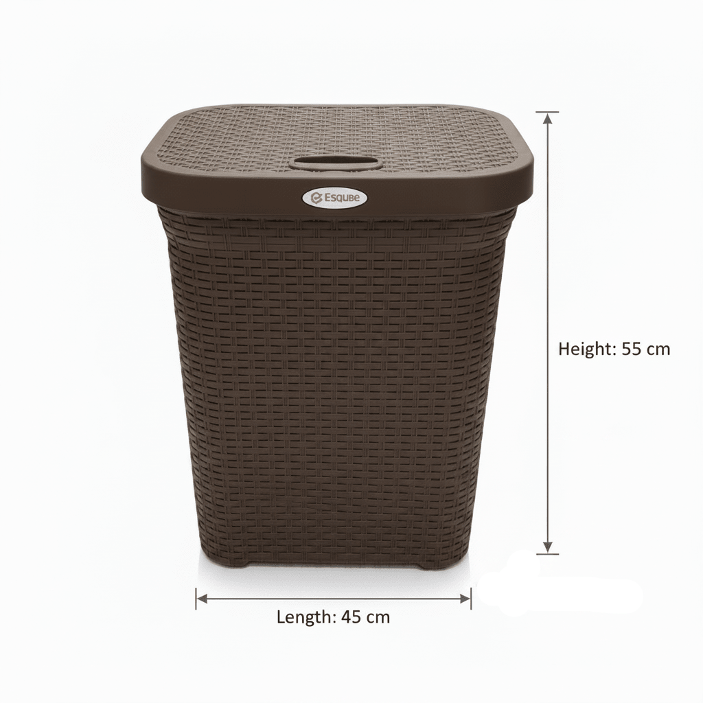 Esqube Delta Plastic Laundry Basket with Lid - 55 × 45 × 33 cm - Dark Brown / Grey / Black - Al Kabayel Discount CentreEsqube Delta Plastic Laundry Basket with Lid - 55 × 45 × 33 cm - Dark Brown / Grey / BlackOrganizers & AccessoriesESQUBEAl Kabayel Discount Centre