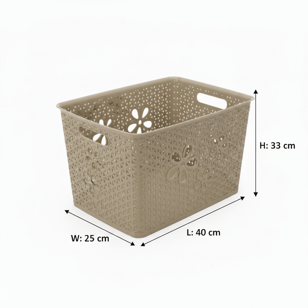 Esqube Plastic Laundry Basket with Floral Lattice Design - 25 × 40 × 33 cm - Brown / Beige / Light Blue / Grey - Al Kabayel Discount CentreEsqube Plastic Laundry Basket with Floral Lattice Design - 25 × 40 × 33 cm - Brown / Beige / Light Blue / GreyOrganizers & AccessoriesESQUBEAl Kabayel Discount Centre