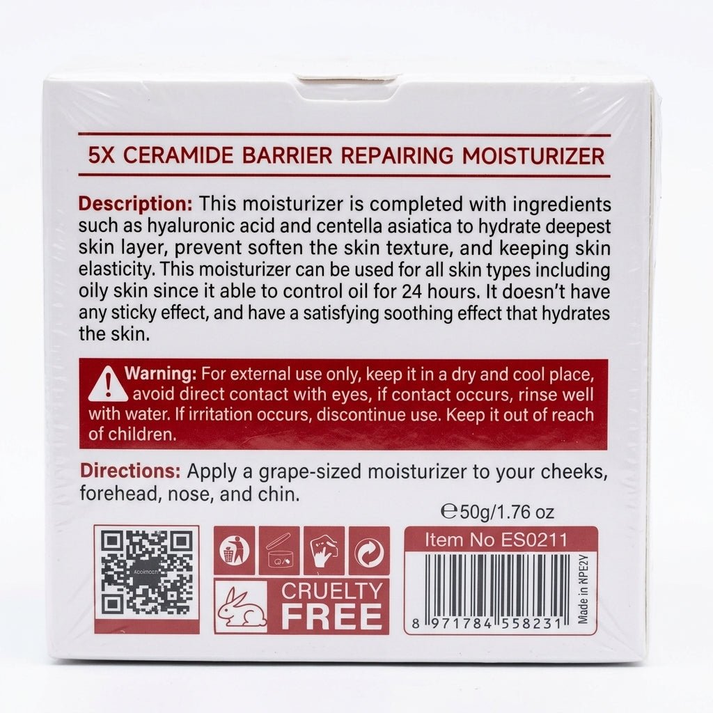 Estelin 5X Ceramide Barrier Repairing Moisturizer with Hyaluronic Acid & Centella – 50g - Al Kabayel Discount CentreEstelin 5X Ceramide Barrier Repairing Moisturizer with Hyaluronic Acid & Centella – 50gSkin CareESTELINAl Kabayel Discount Centre