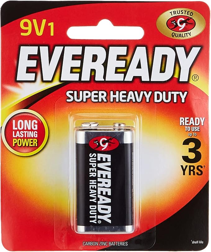 EVEREADY Super Heavy Duty 9V Carbon Zinc Battery, Pack of 1 - Al Kabayel Discount CentreEVEREADY Super Heavy Duty 9V Carbon Zinc Battery, Pack of 1BatteriesEVEREADYAl Kabayel Discount Centre