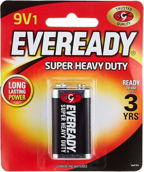 EVEREADY Super Heavy Duty 9V Carbon Zinc Battery, Pack of 1 - Al Kabayel Discount CentreEVEREADY Super Heavy Duty 9V Carbon Zinc Battery, Pack of 1BatteriesEVEREADYAl Kabayel Discount Centre