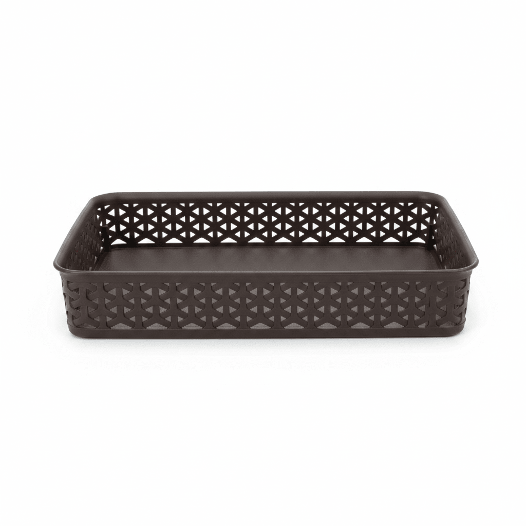 Exclusive Multipurpose Plastic Basket Tray - 35×26cm - Dark Brown / White - Al Kabayel Discount CentreExclusive Multipurpose Plastic Basket Tray - 35×26cm - Dark Brown / WhiteBucketsEXCLUSIVEAl Kabayel Discount Centre