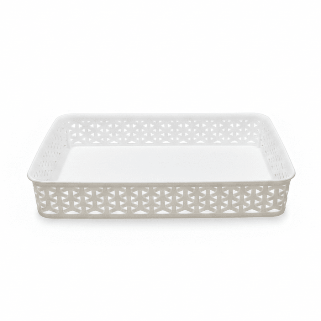 Exclusive Multipurpose Plastic Basket Tray - 35×26cm - Dark Brown / White - Al Kabayel Discount CentreExclusive Multipurpose Plastic Basket Tray - 35×26cm - Dark Brown / WhiteBucketsEXCLUSIVEAl Kabayel Discount Centre