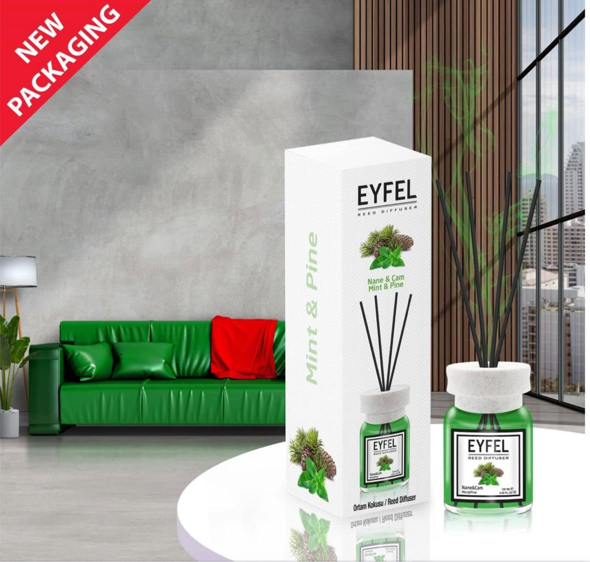 EYFEL Reed Diffuser - Mint & Pine 120 ml - Al Kabayel Dicount CenterEYFEL Reed Diffuser - Mint & Pine 120 mlHome FragranceseyfelAl Kabayel Dicount Center