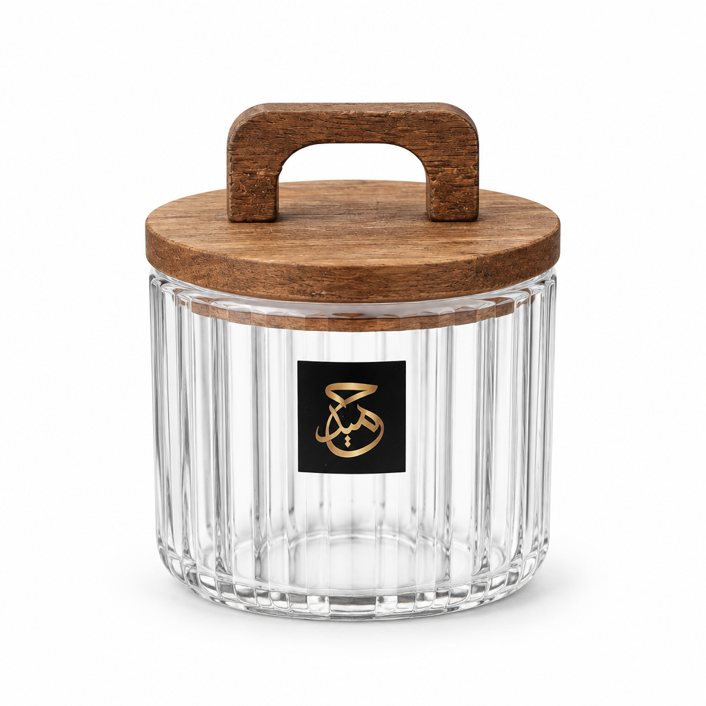 Hamid Glass Canister with Wooden Lid - 450ml