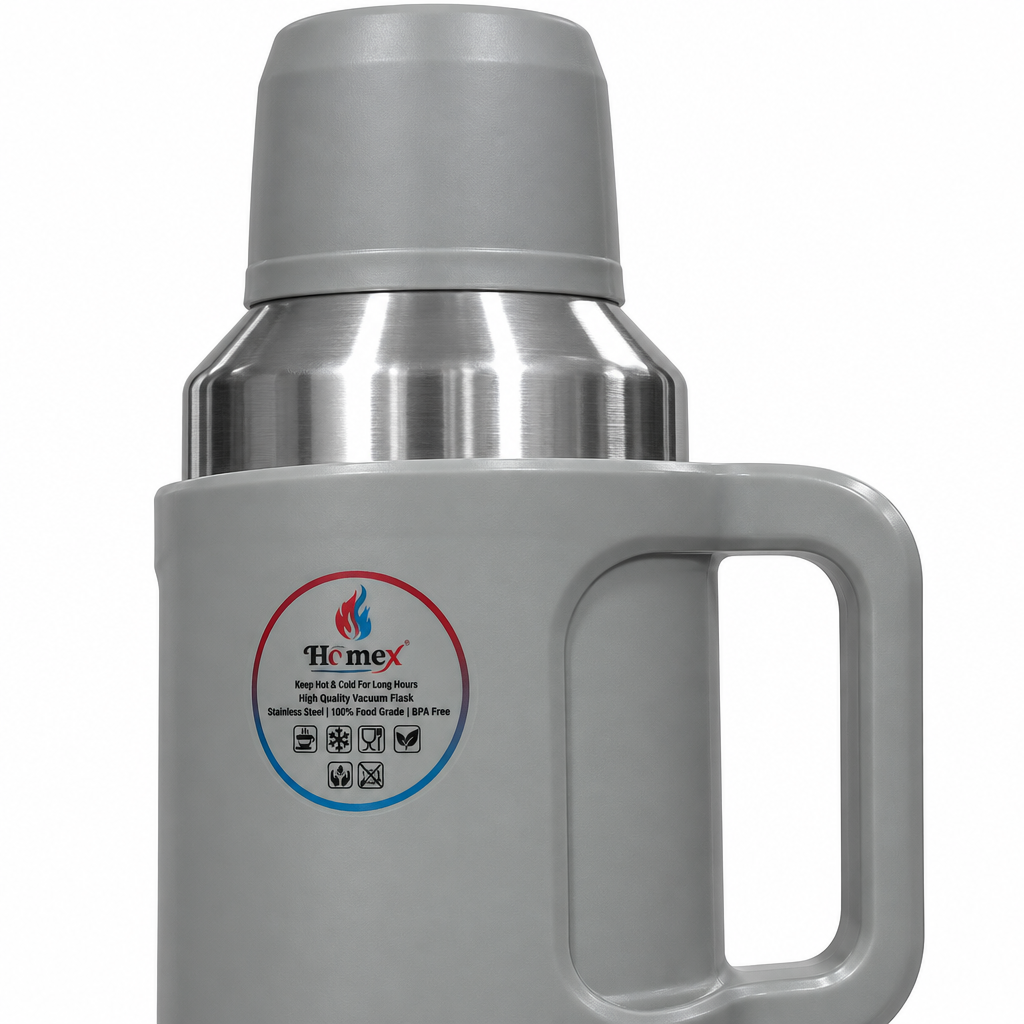Homex Stainless Steel Vacuum Flask Grey & Silver - 3 Litres