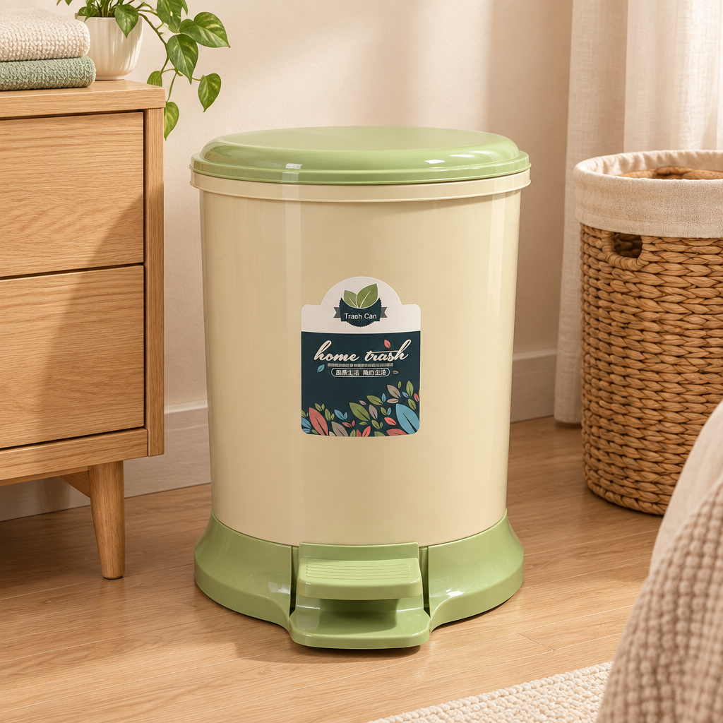 Plastic Pedal Dustbin Green - 33×25cm