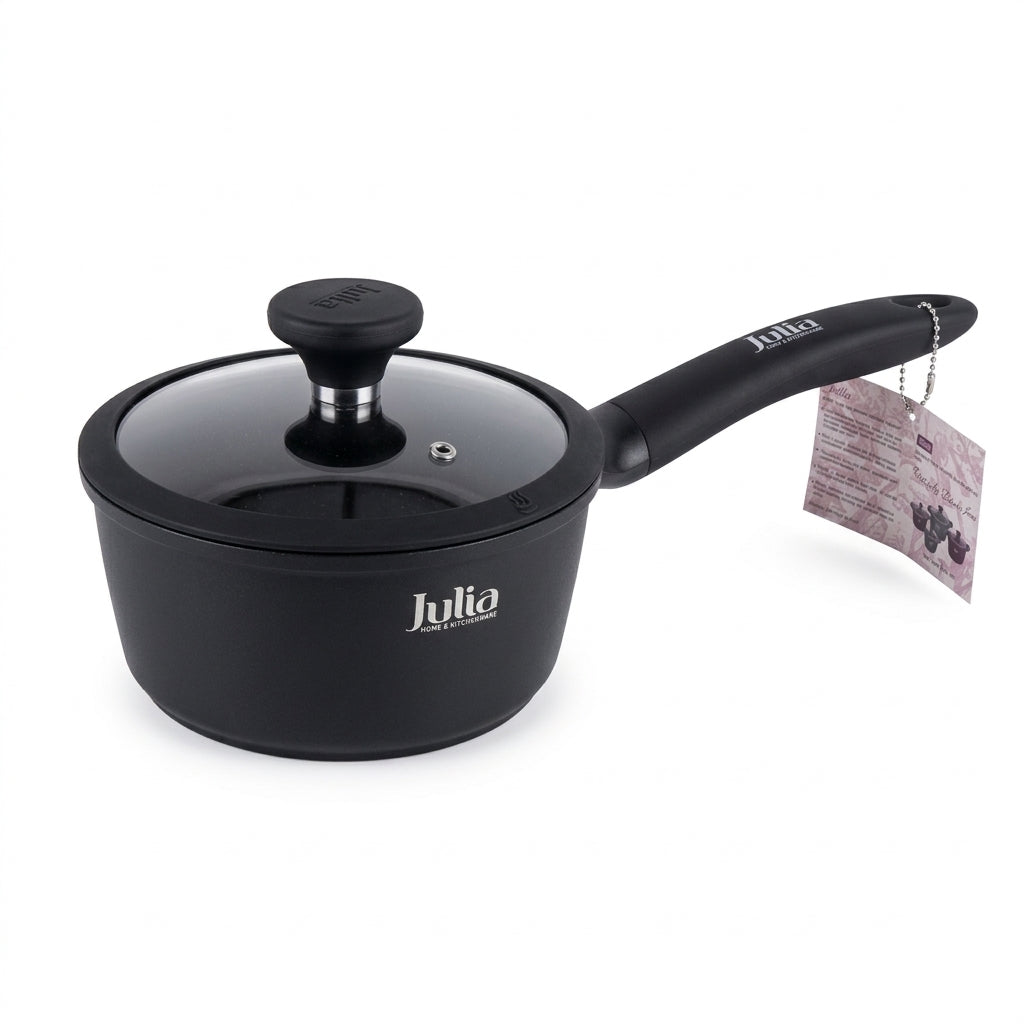 Julia Saucepan With Lid 16cm - Onxy Black - Durable Die-Cast Aluminum - Non-Stick
