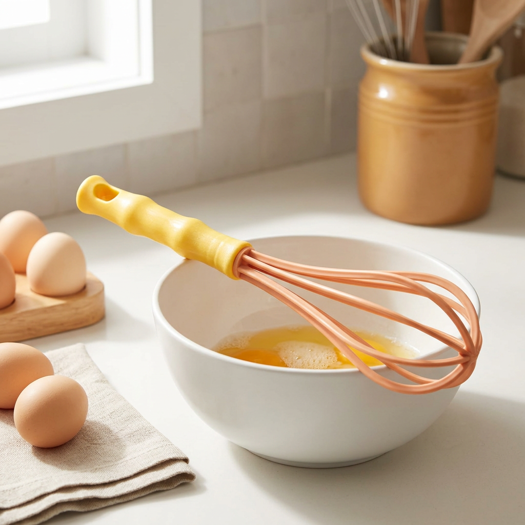 Plastic Egg Beater Yellow & Peach - 30cm