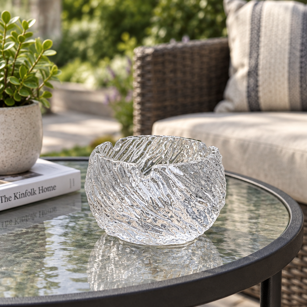 Deli Textured Glass Ashtray - 8×6cm