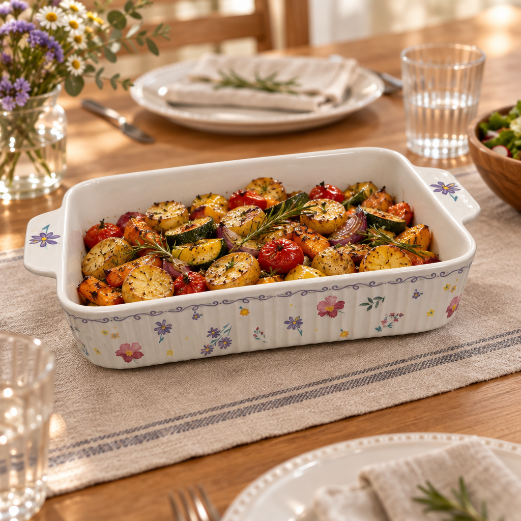Ceramic Baking Dish with Handles - 14 Inch