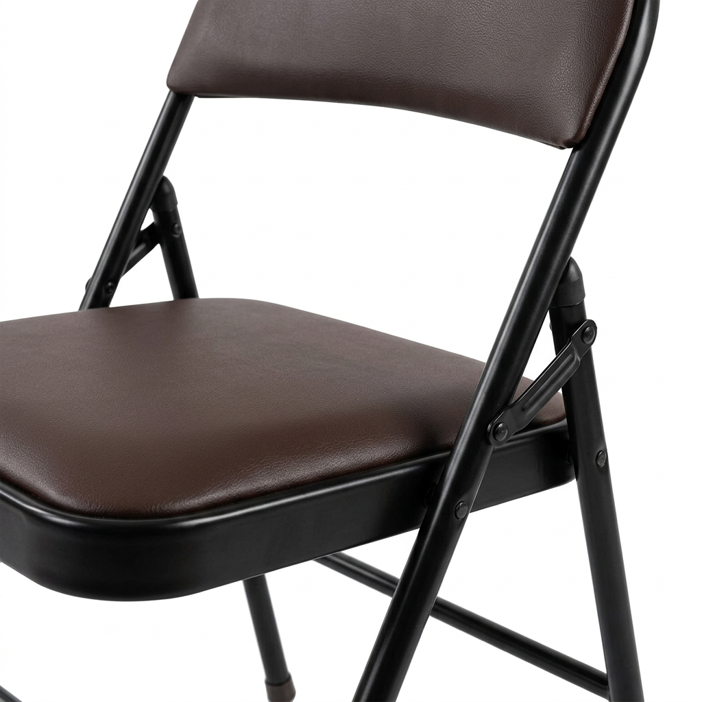 Metal Folding Chair with Dark Brown Seat - 78×40cm