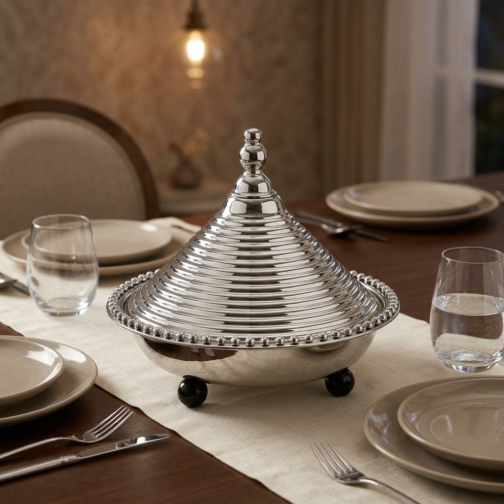 Metal Tajine with Decorative Conical Lid – 25 cm