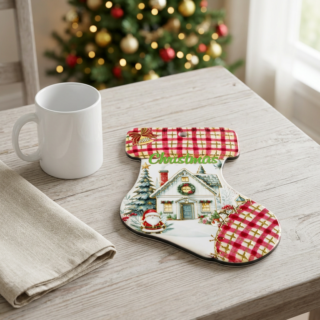 Ceramic-Coated Christmas Stocking Coaster - 24cm