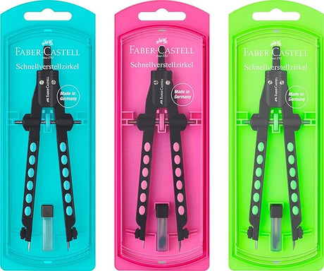 Faber - Castell 174335 - Quick Adjustment Compass, Factory Neon, Assorted Colors - Al Kabayel Discount CentreFaber - Castell 174335 - Quick Adjustment Compass, Factory Neon, Assorted ColorsRulers & Math SetsFABER - CASTELLAl Kabayel Discount Centre