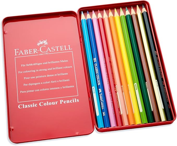 Faber - Castell Classic Colour Pencils 12 In A Flat Metal Tin, Multicolor - Al Kabayel Discount CentreFaber - Castell Classic Colour Pencils 12 In A Flat Metal Tin, MulticolorColor PencilsFABER - CASTELLAl Kabayel Discount Centre