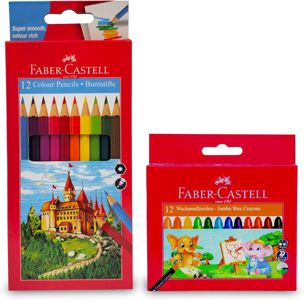 Faber - Castell Color Pencil 12 Colours + Washable Jumbo Wax Crayons 12 Colours, Draw And Sketch With This Amazing Set - Al Kabayel Discount CentreFaber - Castell Color Pencil 12 Colours + Washable Jumbo Wax Crayons 12 Colours, Draw And Sketch With This Amazing SetColor PencilsFABER - CASTELLAl Kabayel Discount Centre