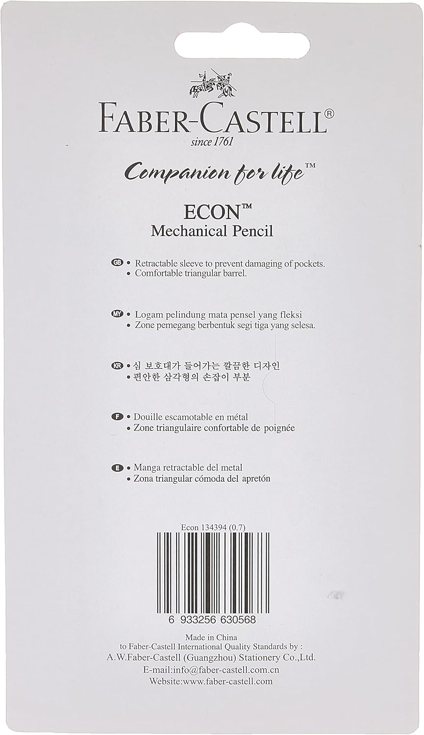Faber - Castell ECON Mechanical Pencil 0.7mm – Pack of 3 + 1 Refill Tube, Multicolor - Al Kabayel Discount CentreFaber - Castell ECON Mechanical Pencil 0.7mm – Pack of 3 + 1 Refill Tube, MulticolorPens, Pencils & MarkersFABER CASTELLAl Kabayel Discount Centre