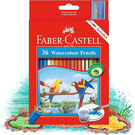 Faber - Castell Faber Castell Parrot Design Water Colour Pencils 36 In A Cardboard Box, Assorted, 114466 - Al Kabayel Discount CentreFaber - Castell Faber Castell Parrot Design Water Colour Pencils 36 In A Cardboard Box, Assorted, 114466Color PencilsFABER - CASTELLAl Kabayel Discount Centre