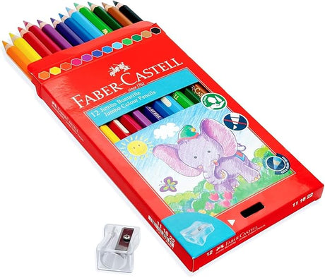 Faber - Castell Jumbo Colour Pencils 12 Colour + Sharpener In A Cardboard Box, Multicolor, 111622, Classic - Al Kabayel Discount CentreFaber - Castell Jumbo Colour Pencils 12 Colour + Sharpener In A Cardboard Box, Multicolor, 111622, ClassicColor PencilsFABER - CASTELLAl Kabayel Discount Centre