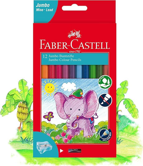 Faber - Castell Jumbo Colour Pencils 12 Colour + Sharpener In A Cardboard Box, Multicolor, 111622, Classic - Al Kabayel Discount CentreFaber - Castell Jumbo Colour Pencils 12 Colour + Sharpener In A Cardboard Box, Multicolor, 111622, ClassicColor PencilsFABER - CASTELLAl Kabayel Discount Centre