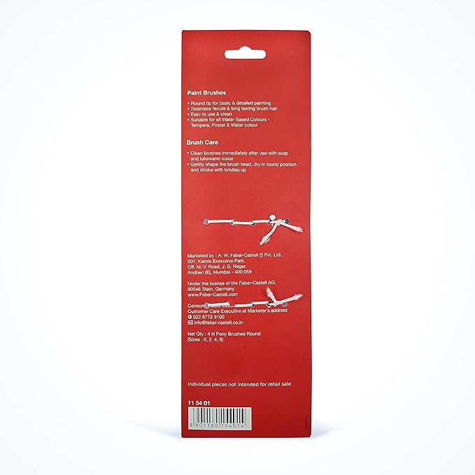 Faber - Castell Pony Hair Paint Brushes Round 4Pc (0,2,4,6) - Al Kabayel Discount CentreFaber - Castell Pony Hair Paint Brushes Round 4Pc (0,2,4,6)Paintbrushes & Painting ToolsFABER - CASTELLAl Kabayel Discount Centre