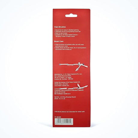 Faber - Castell Pony Hair Paint Brushes Round 4Pc (0,2,4,6) - Al Kabayel Discount CentreFaber - Castell Pony Hair Paint Brushes Round 4Pc (0,2,4,6)Paintbrushes & Painting ToolsFABER - CASTELLAl Kabayel Discount Centre