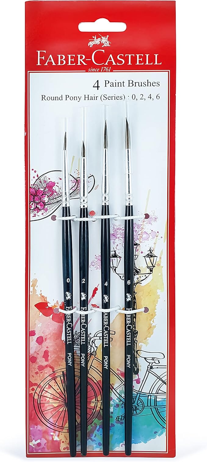 Faber - Castell Pony Hair Paint Brushes Round 4Pc (0,2,4,6) - Al Kabayel Discount CentreFaber - Castell Pony Hair Paint Brushes Round 4Pc (0,2,4,6)Paintbrushes & Painting ToolsFABER - CASTELLAl Kabayel Discount Centre