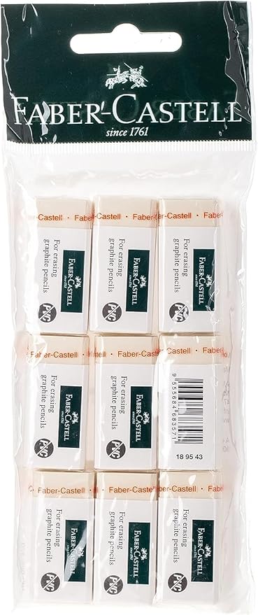 Faber - Castell Pvc - Free Eraser Medium Poly Bag Of 9Pc,White - Al Kabayel Discount CentreFaber - Castell Pvc - Free Eraser Medium Poly Bag Of 9Pc,WhiteErasers & SharpenersFABER - CASTELLAl Kabayel Discount Centre
