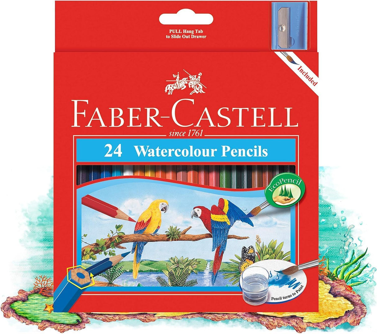 Faber - Castell Watercolour Pencils 24 - Piece Set | Parrot Design Cardboard Box | Assorted Colours - Al Kabayel Discount CentreFaber - Castell Watercolour Pencils 24 - Piece Set | Parrot Design Cardboard Box | Assorted ColoursColor PencilsFABER CASTELLAl Kabayel Discount Centre