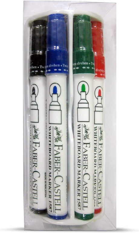 Faber - Castell Whiteboard Marker Bullet Set Of 4Pcs+ Duster, Assorted 1587D - Al Kabayel Discount CentreFaber - Castell Whiteboard Marker Bullet Set Of 4Pcs+ Duster, Assorted 1587DPens, Pencils & MarkersFABER - CASTELLAl Kabayel Discount Centre