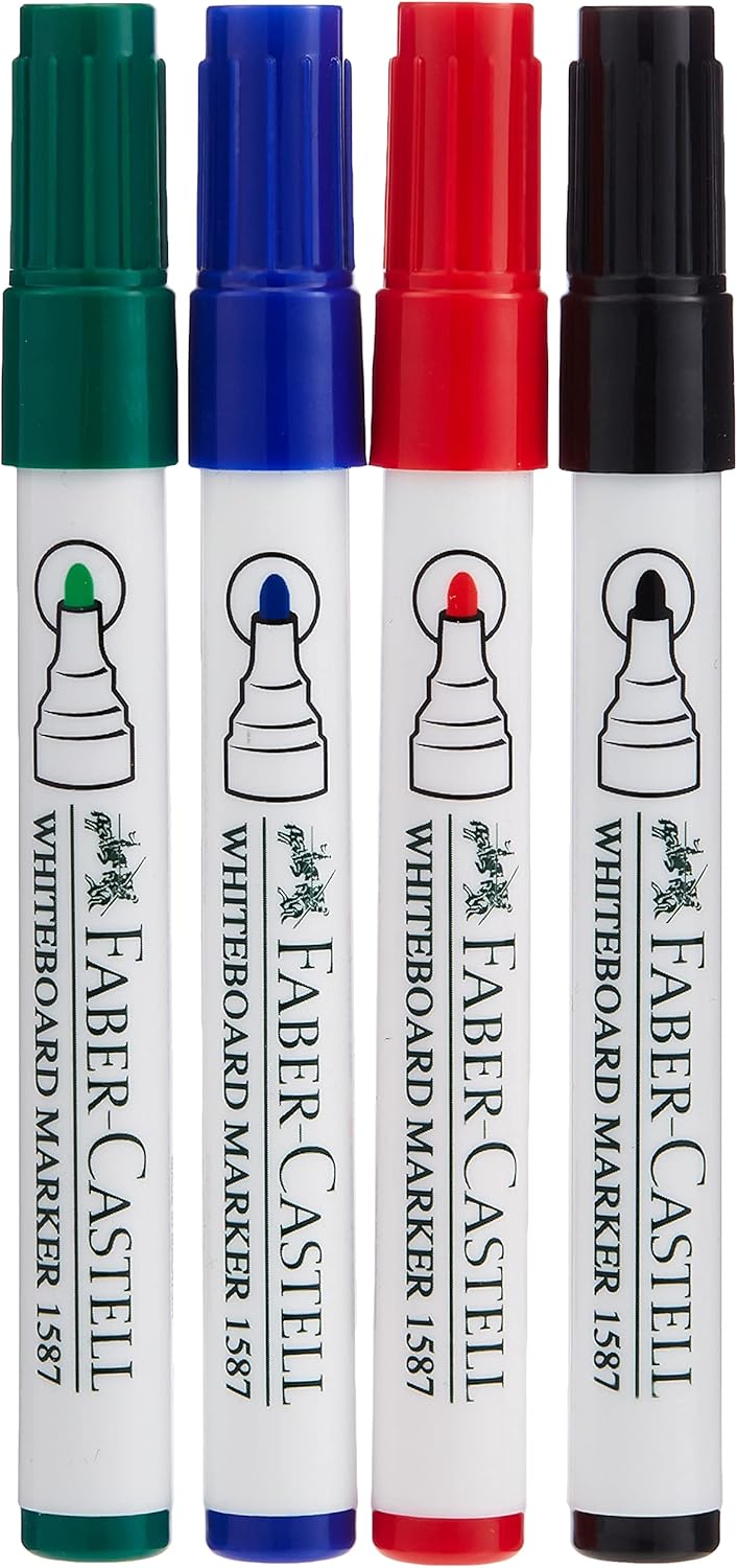 Faber - Castell Whiteboard Marker Bullet Set Of 4Pcs+ Duster, Assorted 1587D - Al Kabayel Discount CentreFaber - Castell Whiteboard Marker Bullet Set Of 4Pcs+ Duster, Assorted 1587DPens, Pencils & MarkersFABER - CASTELLAl Kabayel Discount Centre