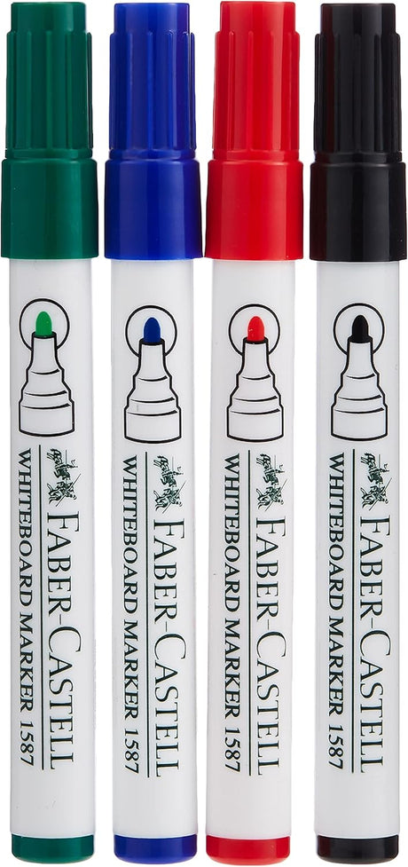 Faber - Castell Whiteboard Marker Bullet Set Of 4Pcs+ Duster, Assorted 1587D - Al Kabayel Discount CentreFaber - Castell Whiteboard Marker Bullet Set Of 4Pcs+ Duster, Assorted 1587DPens, Pencils & MarkersFABER - CASTELLAl Kabayel Discount Centre
