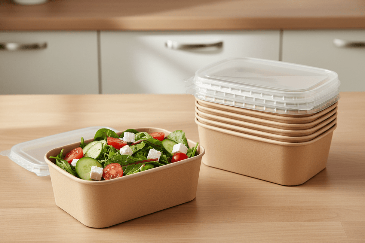 Falcon 6pcs Kraft Rectangular Salad Bowl with Lid 1000ml - Al Kabayel Discount CentreFalcon 6pcs Kraft Rectangular Salad Bowl with Lid 1000mlDisposablesFALCONAl Kabayel Discount Centre