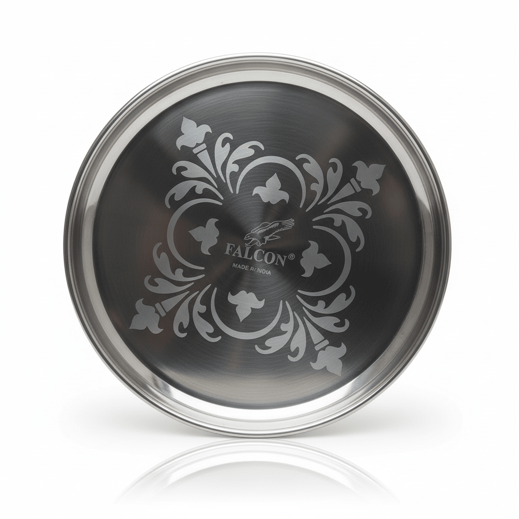 Falcon Stainless Steel Thali Beeded Design Round Serving Plate - 24cmX2cm - Al Kabayel Discount CentreFalcon Stainless Steel Thali Beeded Design Round Serving Plate - 24cmX2cmPlatesFalconAl Kabayel Discount Centre