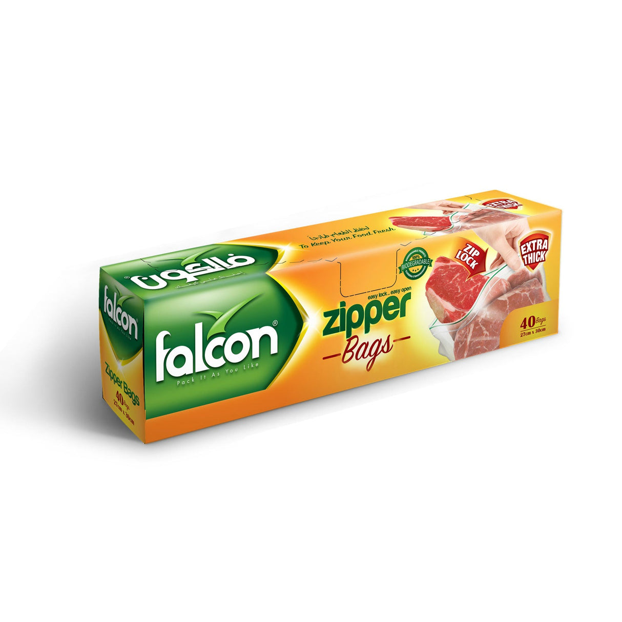 Falcon Zipper Bags 27cm*30cm, 40 Bags, Extra Thick, Easy Lock&Open - Al Kabayel Discount CentreFalcon Zipper Bags 27cm*30cm, 40 Bags, Extra Thick, Easy Lock&OpenJars & Food SaversFALCONAl Kabayel Discount Centre