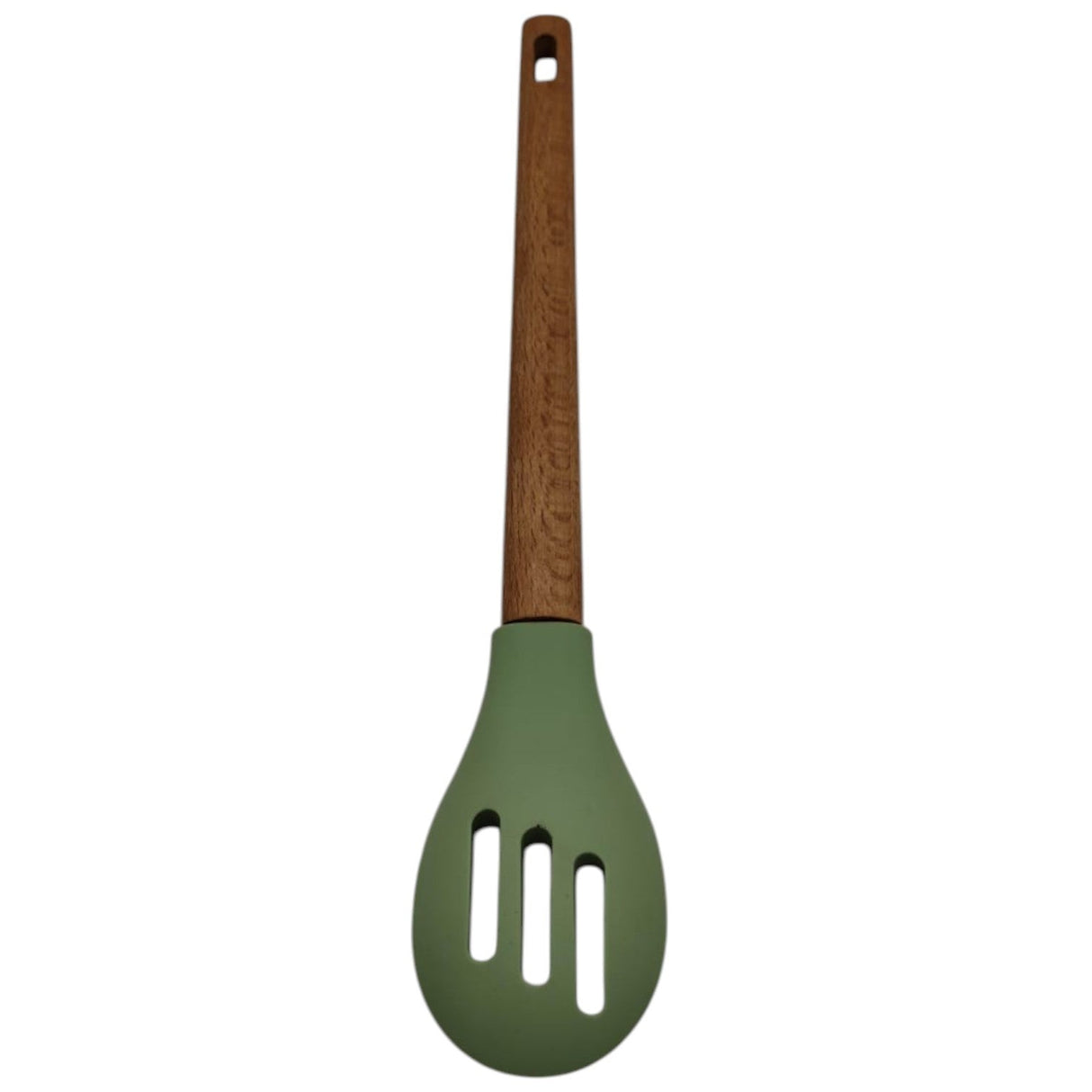 Falez Silicone Slotted Spoon with Wooden Handle, Heat - Resistant, Non - Scratch Cooking Utensil for Stirring, Scooping, Mixing, and Serving, Durable and Versatile Kitchen - 30cmX7cm - Green - Al Kabayel Discount CentreFalez Silicone Slotted Spoon with Wooden Handle, Heat - Resistant, Non - Scratch Cooking Utensil for Stirring, Scooping, Mixing, and Serving, Durable and Versatile Kitchen - 30cmX7cm - GreenKitchen Utensils & GadgetsFALEZAl Kabayel Discount Centre