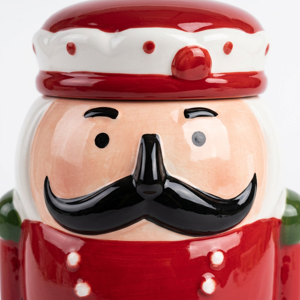Ceramic Christmas Nutcracker Candy Jar with Lid - 2 Litres