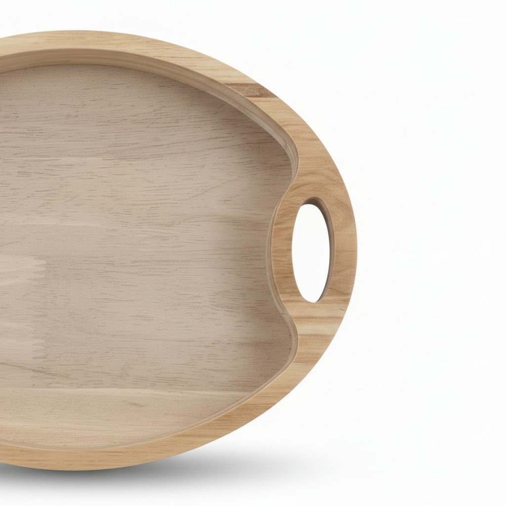 Luhpar Oval Wooden Serving Tray with Cutout Handles - 46×30cm