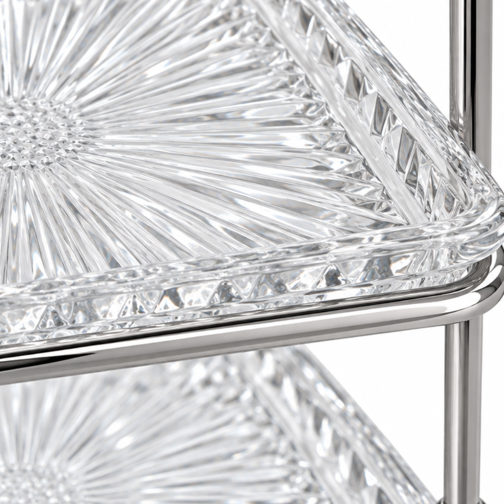 2-Tier Glass Candy Tray with Stand - 18×38cm