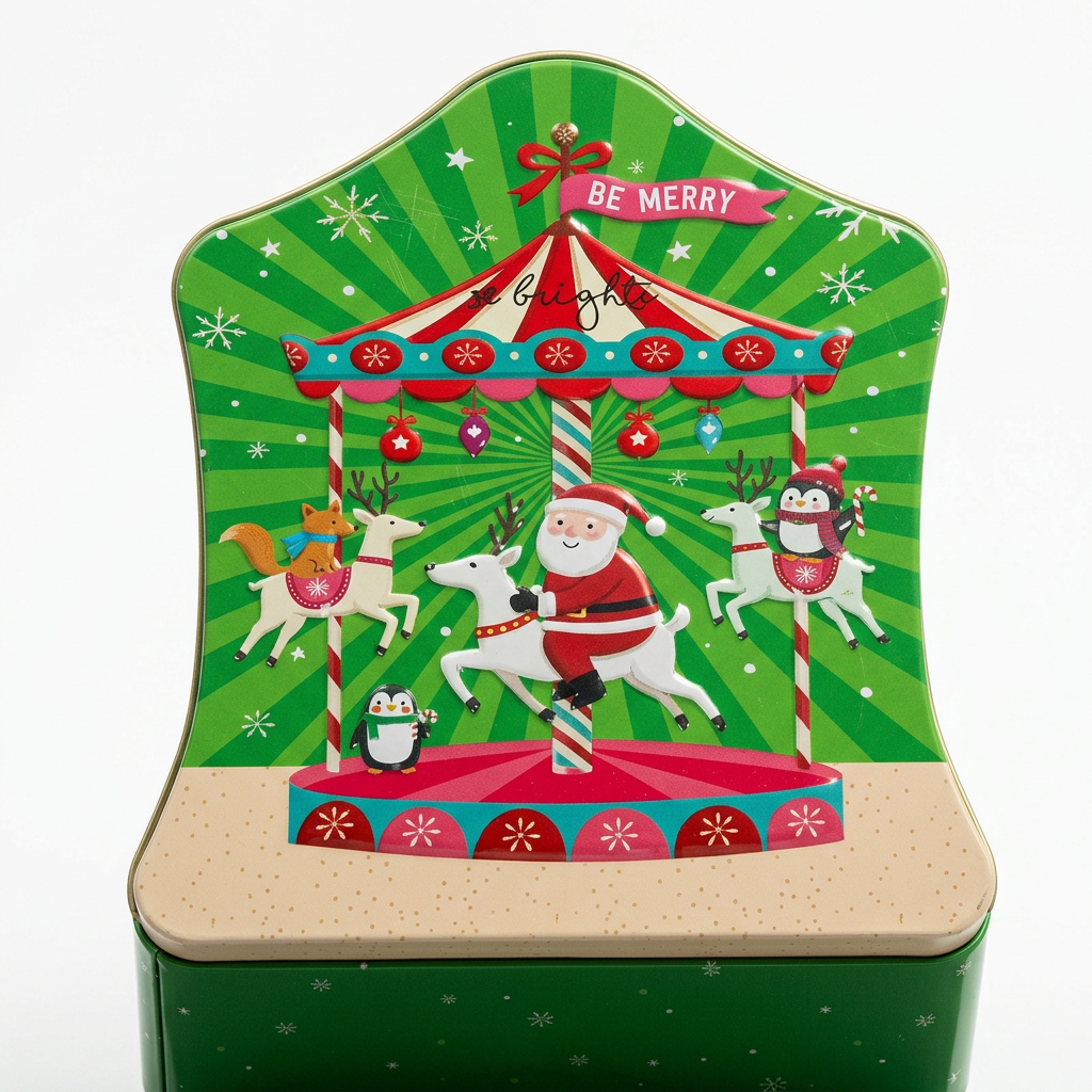 Metal Christmas Candy Box Green - 15×12cm