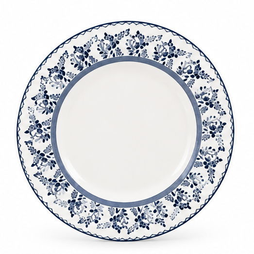 Shallow 18-Piece Porcelain Dinner Set – Blue & White