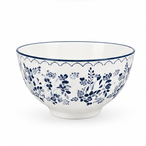 Shallow 18-Piece Porcelain Dinner Set – Blue & White