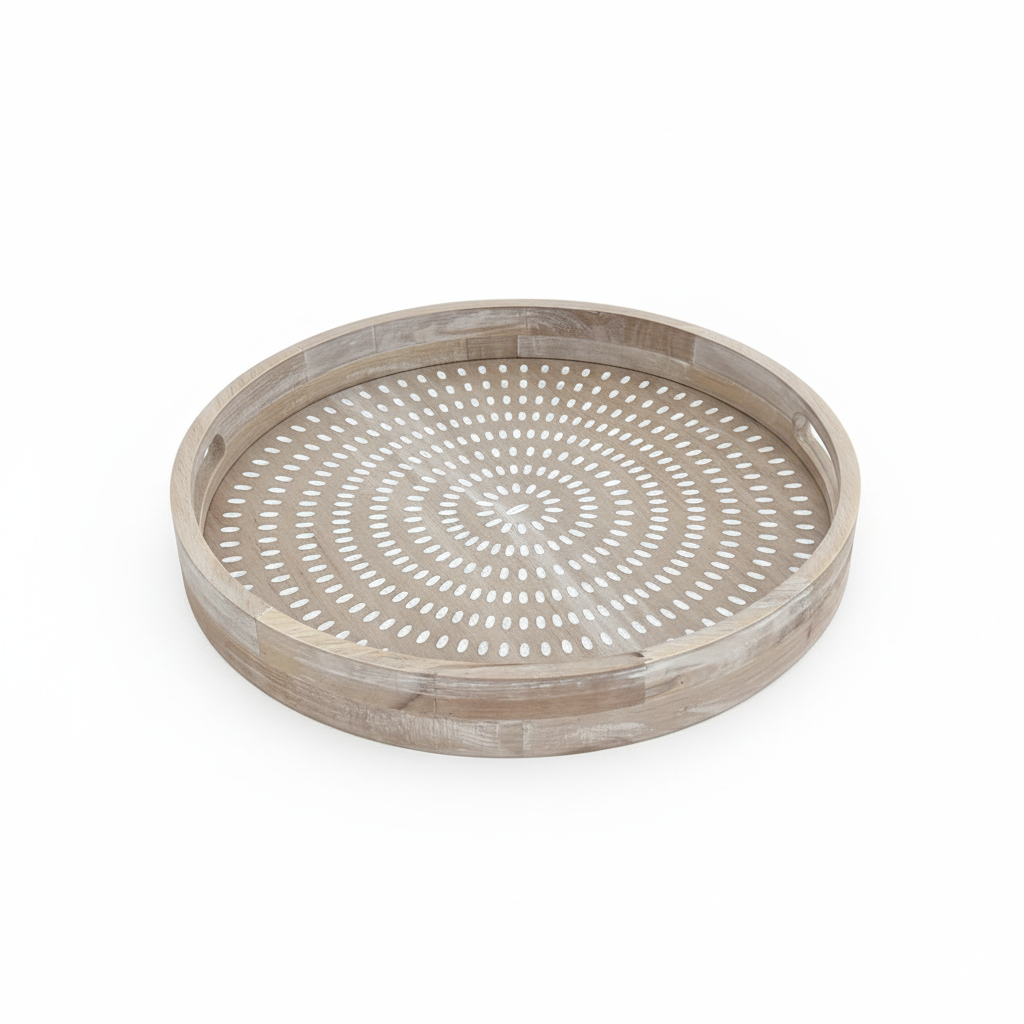 Luhpar Round Wooden Tray - 40cm