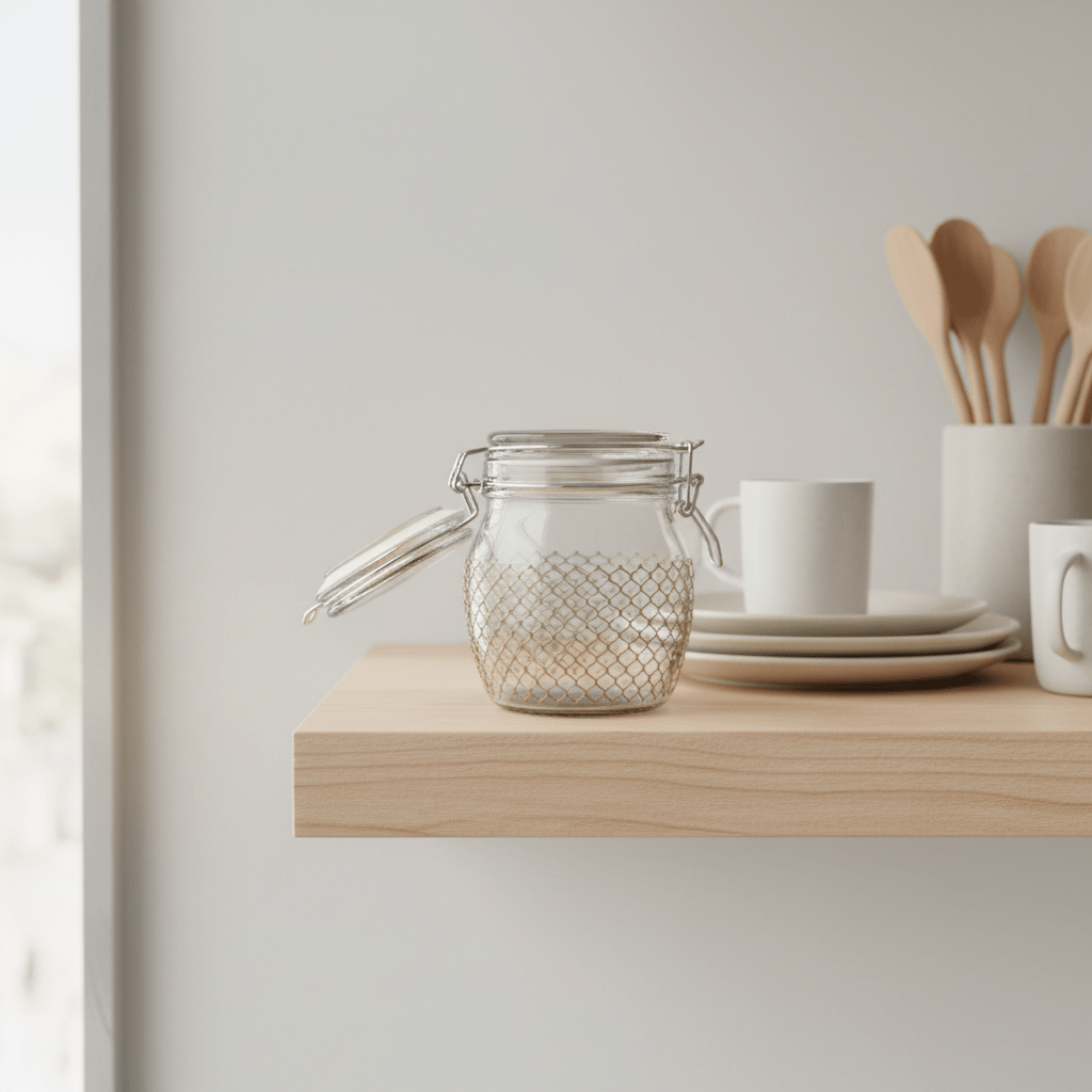 Finili Premium Airtight Acrylic Clip - Lock Storage Canister – Transparent Body with Elegant Golden Design, 14 × 14.8 cm - Al Kabayel Discount CentreFinili Premium Airtight Acrylic Clip - Lock Storage Canister – Transparent Body with Elegant Golden Design, 14 × 14.8 cmJars & Food SaversFINILIAl Kabayel Discount Centre